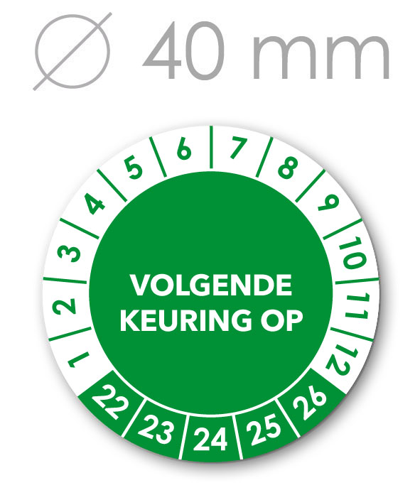 Volgende Keuring GROEN 40 mm.